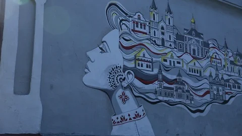 The house is painted graffiti Stock Footage 85756288
