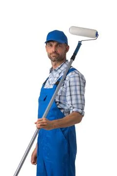 House painter isolated on white Stock Photos
