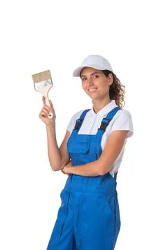 House painter isolated on white Stock Photos