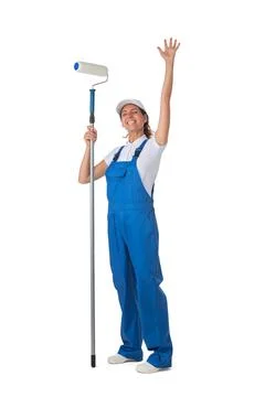 House painter with paint roller Stock Photos