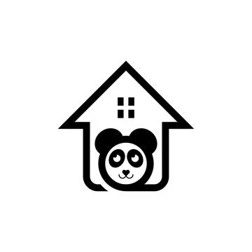 House of Panda logo design template. Stock Illustration