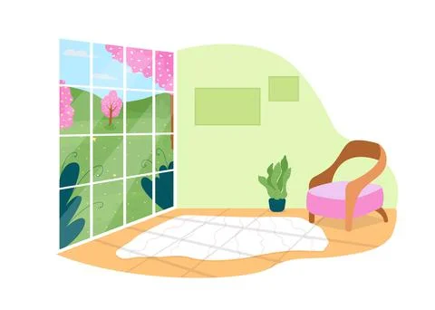 House with panoramic view on park 2D vector web banner, poster 스톡 일러스트