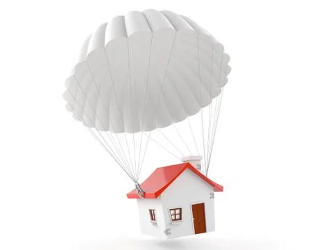 House with parachute Ilustração Stock