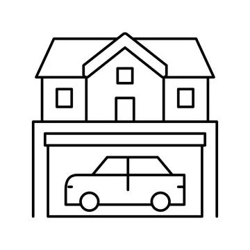 House parking line icon vector illustration 스톡 일러스트