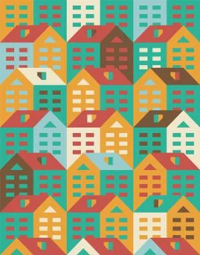 House pattern seamless. Town background. Small city texture. houses ornament Stock Illustration
