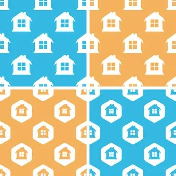 House pattern set, colored Ilustración de archivo