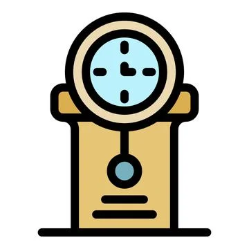 House pendulum clock icon color outline vector Stock Illustration