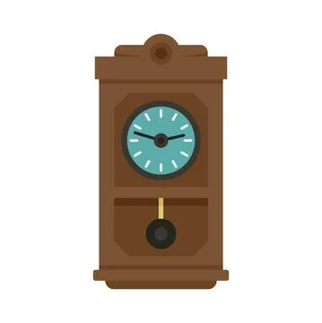 House pendulum clock icon flat isolated vector 스톡 일러스트