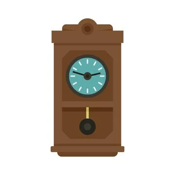 House pendulum clock icon flat isolated Stock Illustration
