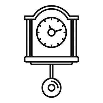 House pendulum clock icon, outline style Stock Illustration