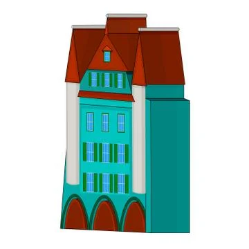 House in perspective view isolated on white background. Stock Illustration