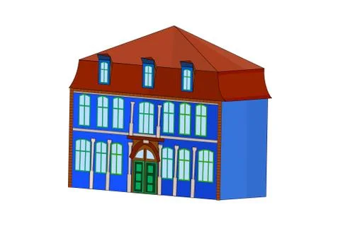 House in perspective view isolated on white background. Stock Illustration