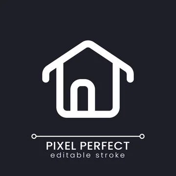 House pixel perfect white linear ui icon for dark theme 스톡 일러스트
