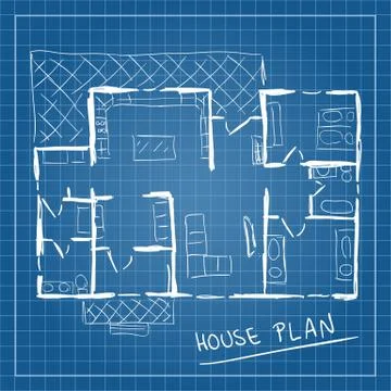 House plan blueprint doodle Illustrazione stock