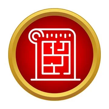 House plan blueprint icon on red background 库存插图