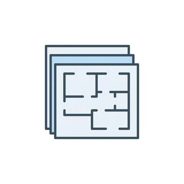House Plan Blueprints vector concept colored icon Stock Illustration