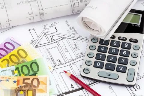 House plan with calculator Stock Photos
