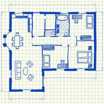 House plan doodle Stock Illustration