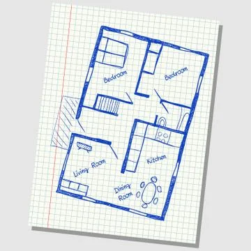 House plan doodle Illustrazione stock