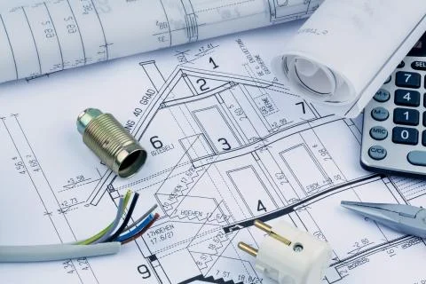A house plan. electrical 스톡 사진
