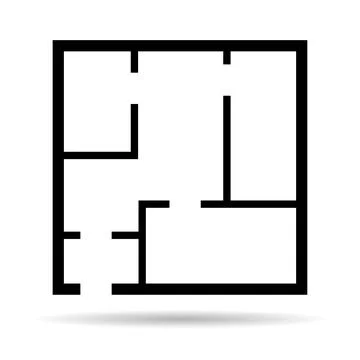 House plan icon with shadow, architecture sketch graphic design, home constru Stock Illustration