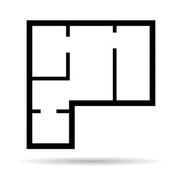 House plan icon with shadow, architecture sketch graphic design, home constru Stock Illustration