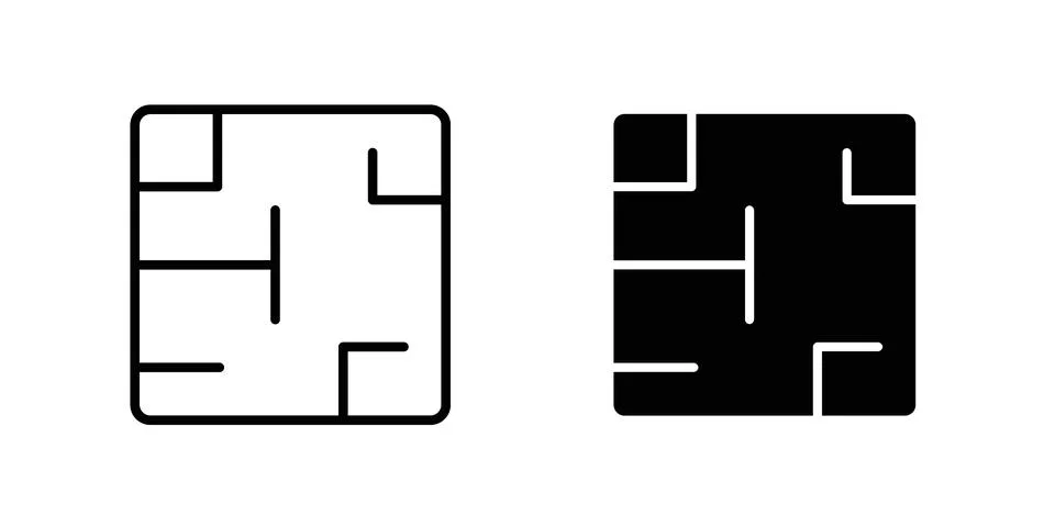 House plan icon vector concepts, line and silhouette style Ilustración de archivo