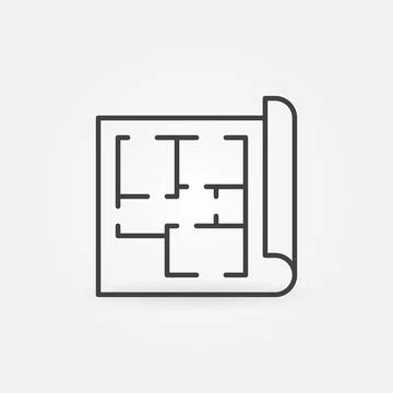 House Plan linear vector concept icon or symbol Stock Illustration