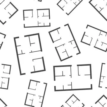 House plan seamless pattern background. Business flat vector illustration. Ho Stock Illustration