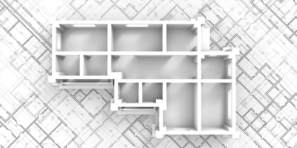 House plan top view .Engineering design .Technical drawing background.Industr Stock Illustration