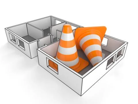 House plan with traffic cones Stock Illustration