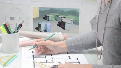 House plans architect Stock Footage 98780655