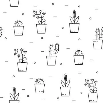 House plant pattern seamless Stock Illustration