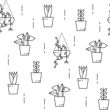 House plant pattern seamless Stock Illustration