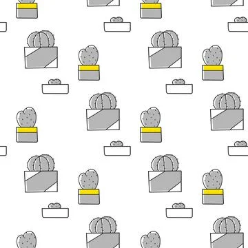 House plants pattern modern seamless pattern for print design. Cartoon set with Stock Illustration