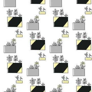 House plants pattern modern seamless pattern for print design. Cartoon set with Illustrazione stock