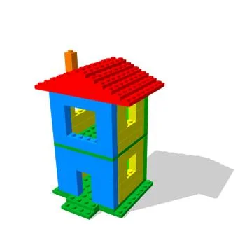 House from plastic construction bricks. 3d Vector colorful illustration. Иллюстрация
