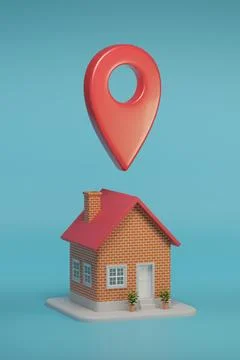 House with a pointer. Real estate concept. 3d illustration. Illustrazione stock