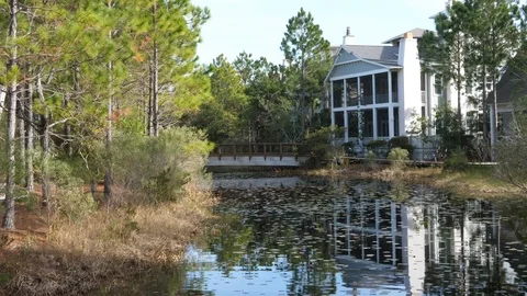 House by Pond Stock Footage 122521187
