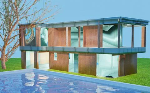 House with pool over blue sky Ilustração Stock