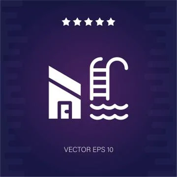 House with pool vector icon Stock Illustration