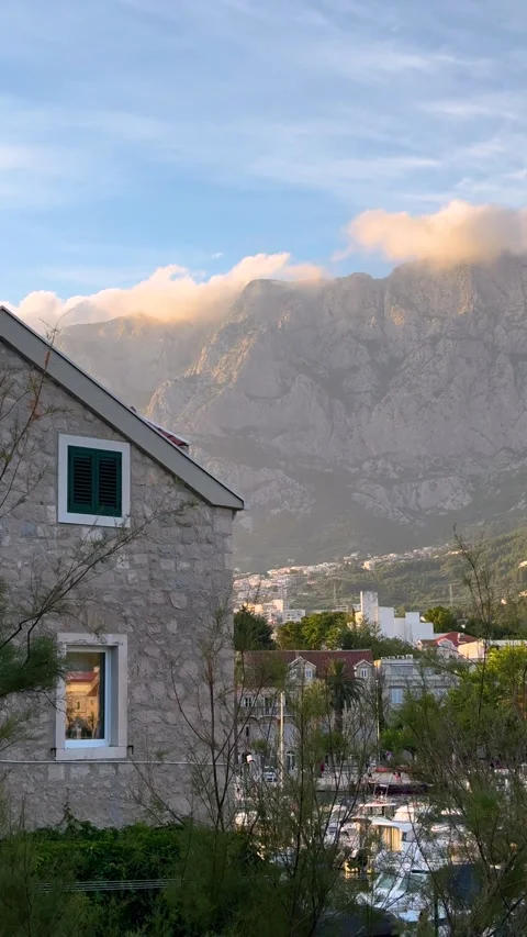 House in the port in the mountains Stock Footage 312046353