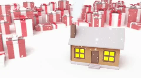 House on a presents background Stock Footage 8992499