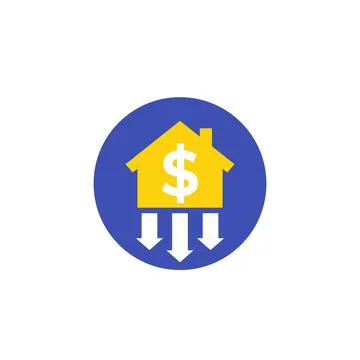 House prices decline icon, vector Stock Illustration