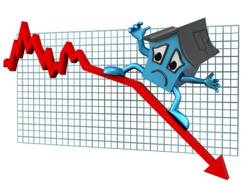 House prices down Illustrazione stock