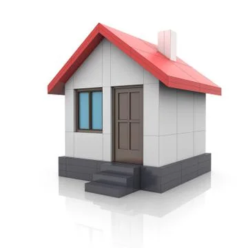 House project. Drawing turns into 3d model Ilustración de archivo