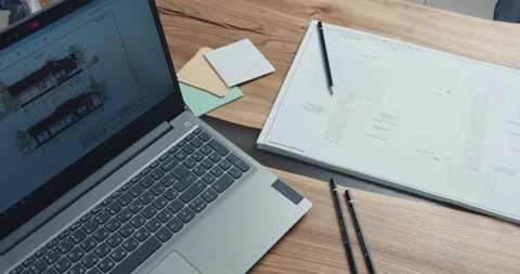 House project on a laptop Stock Footage 159548306
