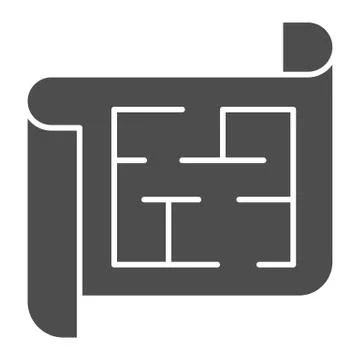 House project solid icon, house repair concept, blueprint sign on white イラスト素材