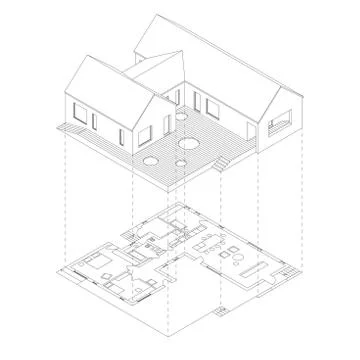 House projection with plan Stock Illustration