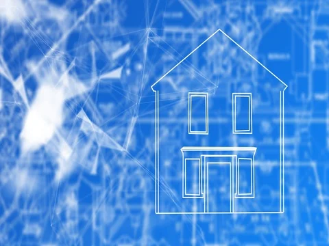 House property architecture technical design blueprint graphic animation Stock Footage 74076913